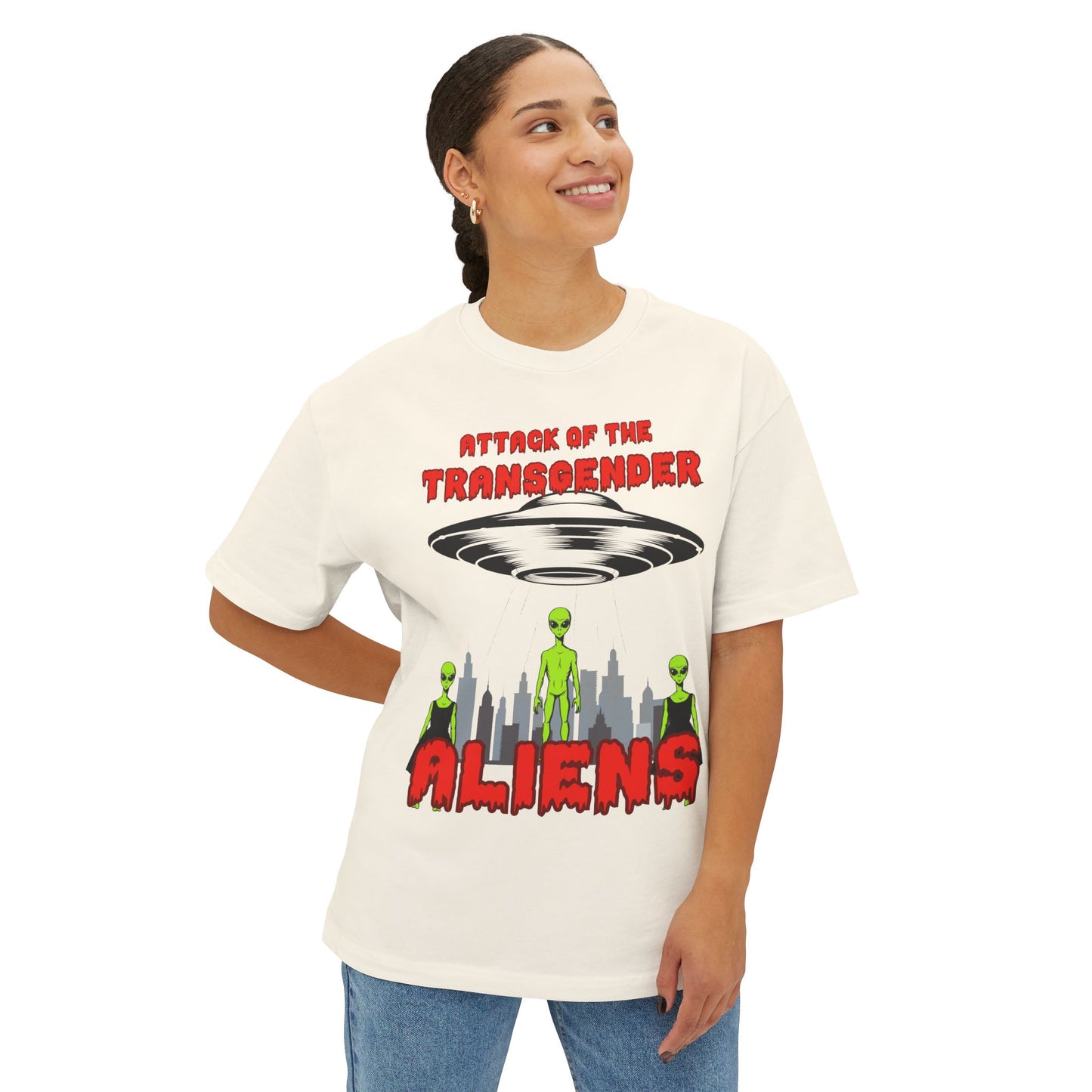 Transgender Aliens Unisex Oversized Boxy Tee