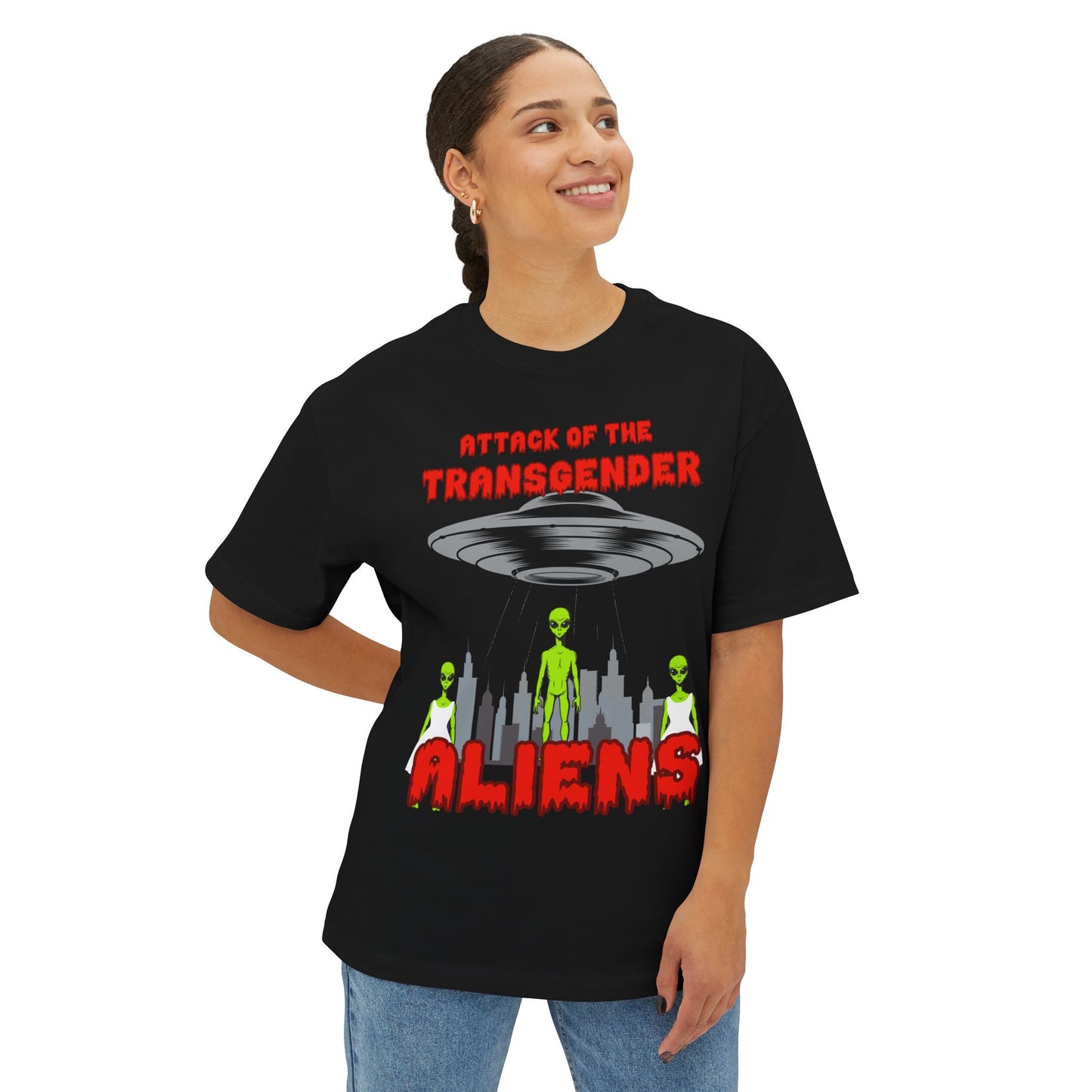 Transgender Aliens Unisex Oversized Boxy Tee